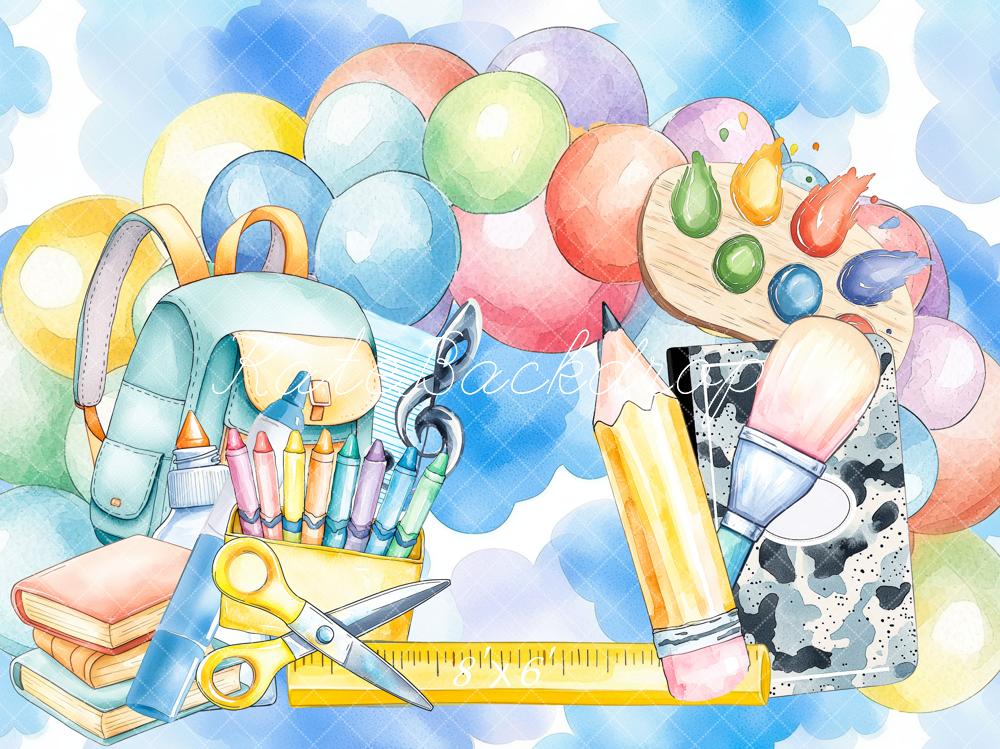 Kate Watercolor School Backdrop Designed by Mini MakeBelieve