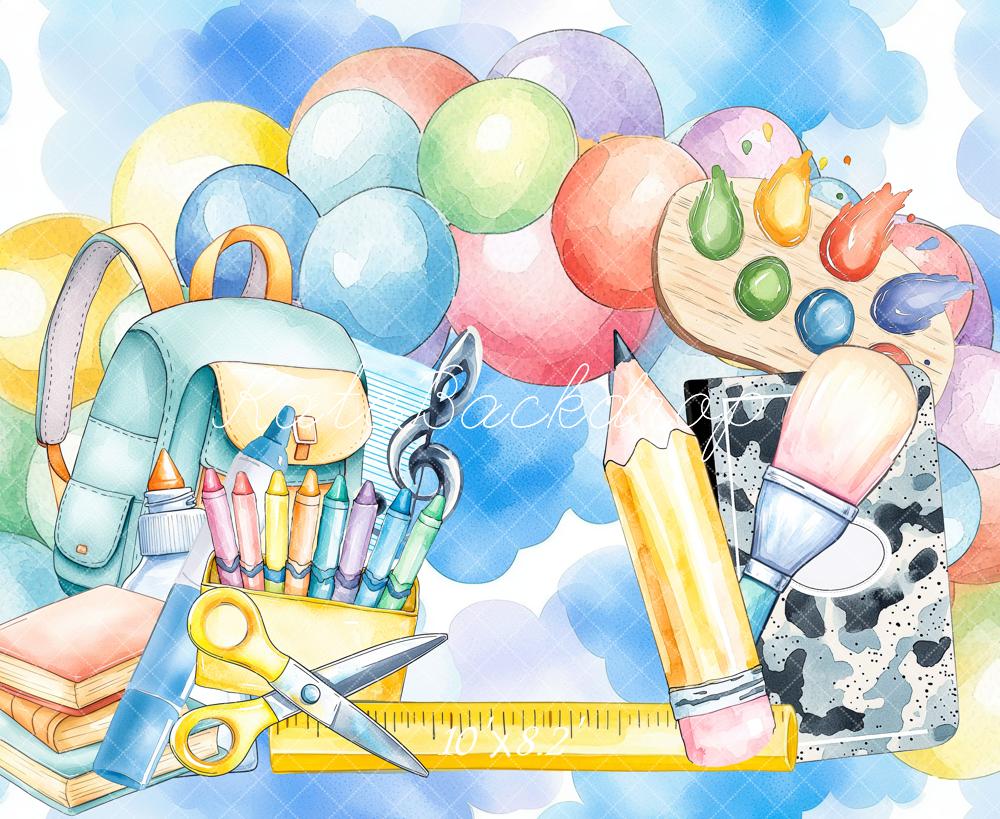 Kate Watercolor School Backdrop Designed by Mini MakeBelieve