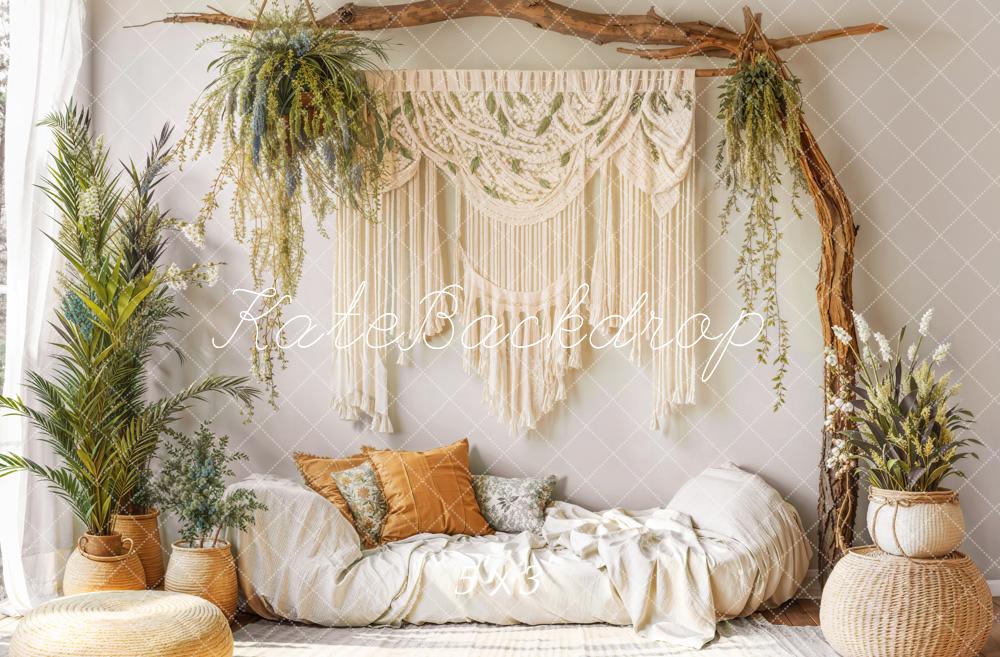 Kate Boho Macrame Plant Arch Cozy Sofa Backdrop Designed by Emetselch - Kate Backdrop AU