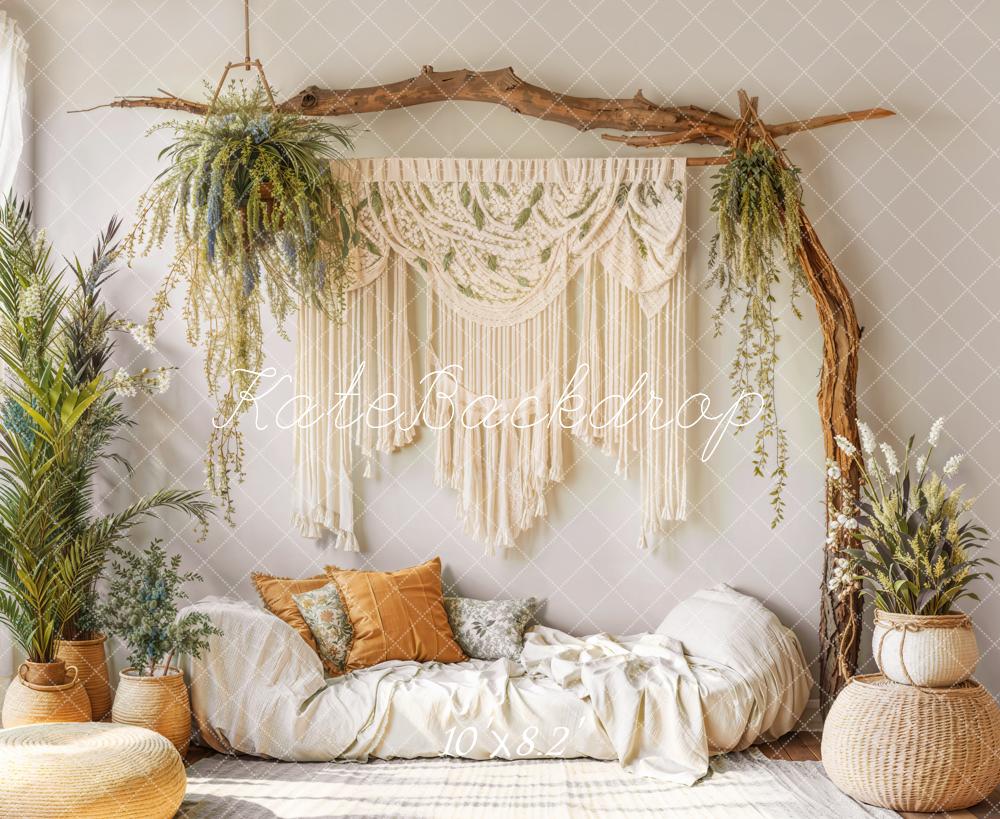 Kate Boho Macrame Plant Arch Cozy Sofa Backdrop Designed by Emetselch - Kate Backdrop AU
