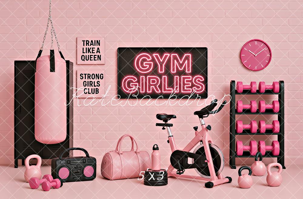 Kate Girlies Gym Soft Pink Backdrop Designed by Ashley Paul - Kate Backdrop AU