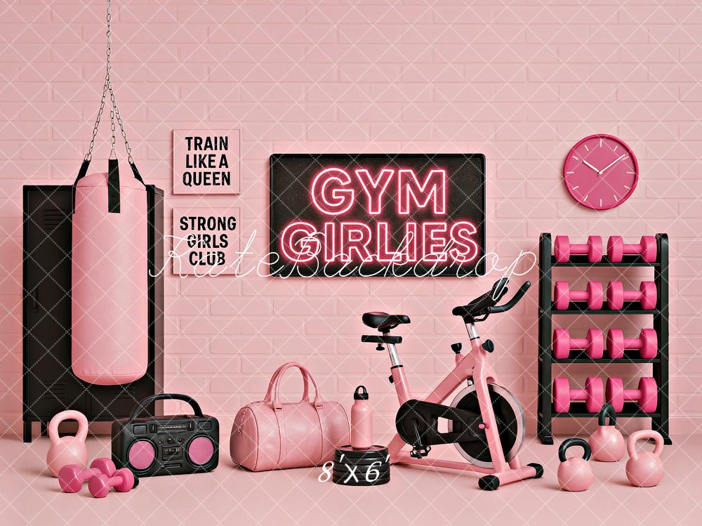 Kate Girlies Gym Soft Pink Backdrop Designed by Ashley Paul - Kate Backdrop AU