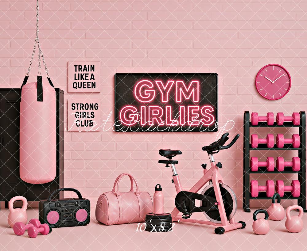 Kate Girlies Gym Soft Pink Backdrop Designed by Ashley Paul - Kate Backdrop AU