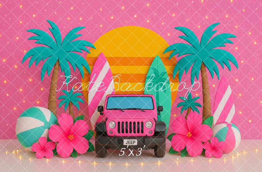 Kate Summer Tropical Palm Trees Pink Backdrop Designed by Ashley Paul - Kate Backdrop AU