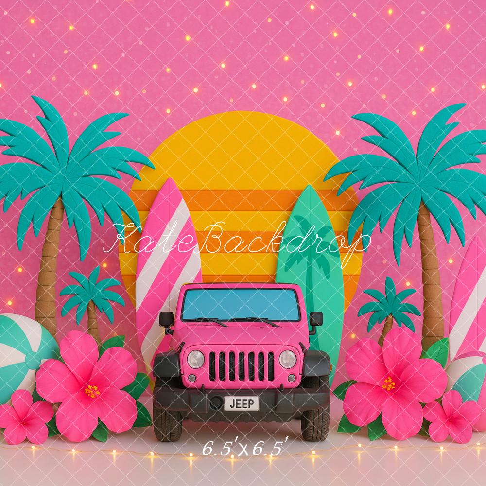 Kate Summer Tropical Palm Trees Pink Backdrop Designed by Ashley Paul - Kate Backdrop AU