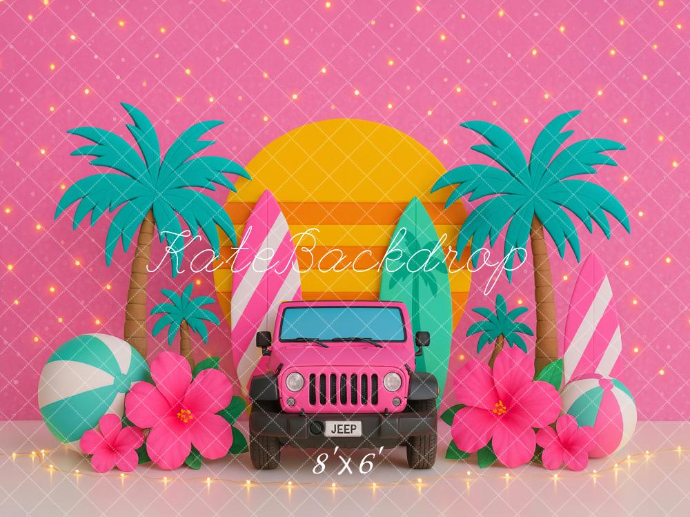 Kate Summer Tropical Palm Trees Pink Backdrop Designed by Ashley Paul - Kate Backdrop AU