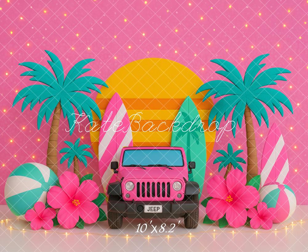 Kate Summer Tropical Palm Trees Pink Backdrop Designed by Ashley Paul - Kate Backdrop AU