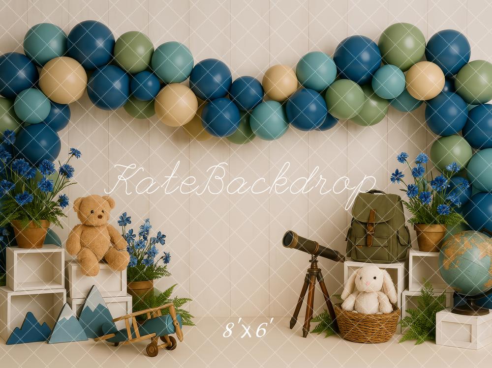 Kate Balloon Adventure Backdrop Smash Cake Designed by Patty Roberts - Kate Backdrop AU