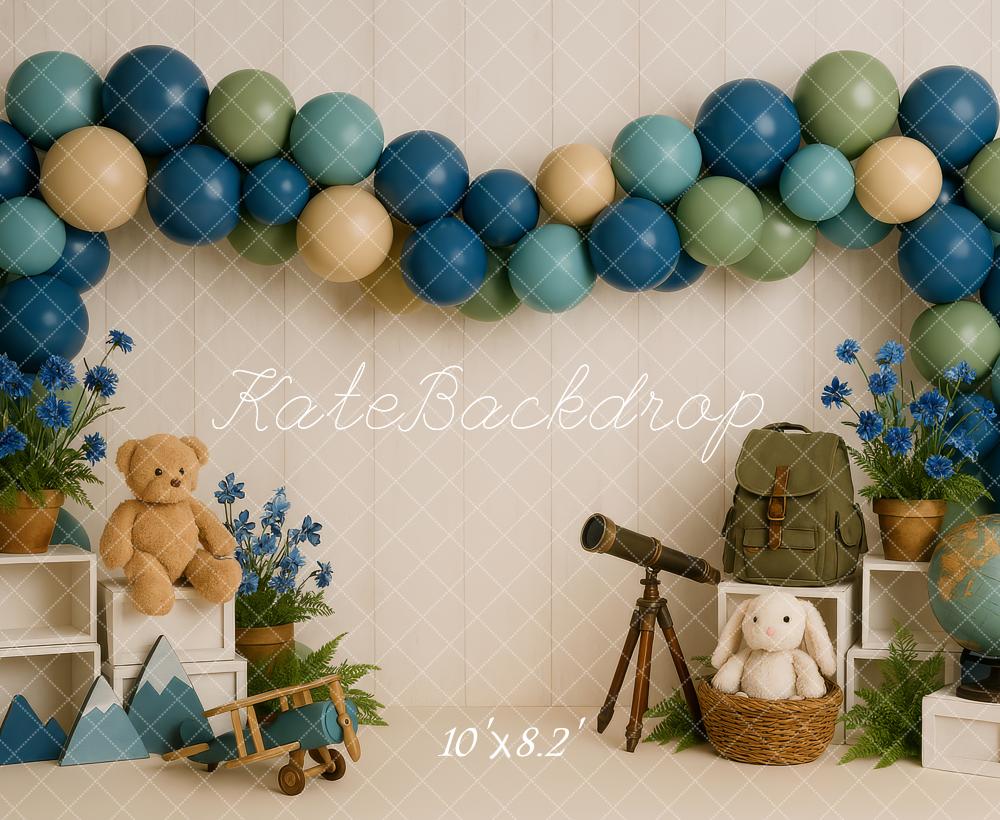 Kate Balloon Adventure Backdrop Smash Cake Designed by Patty Roberts - Kate Backdrop AU