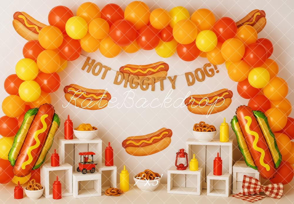 Kate Hot Dog Cake Smash Backdrop Designed by Patty Roberts - Kate Backdrop AU
