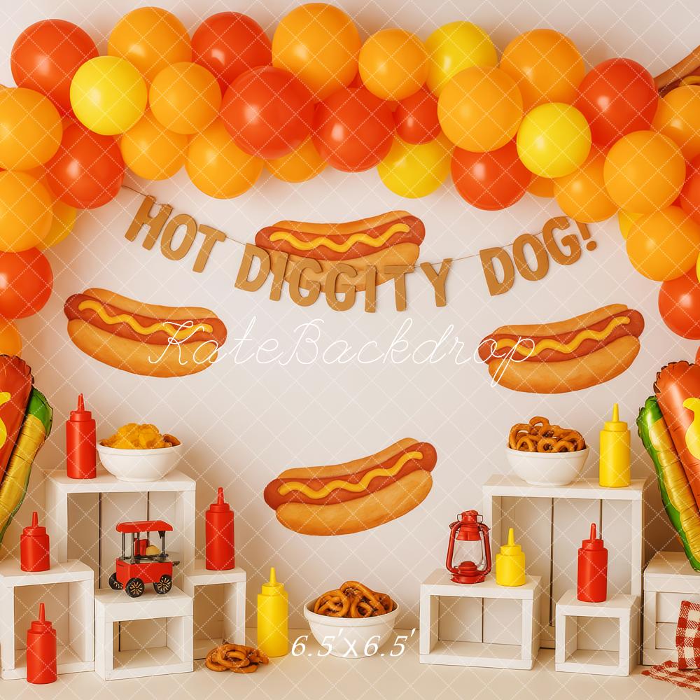 Kate Hot Dog Cake Smash Backdrop Designed by Patty Roberts - Kate Backdrop AU