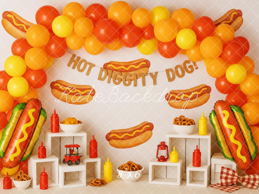Kate Hot Dog Cake Smash Backdrop Designed by Patty Roberts - Kate Backdrop AU