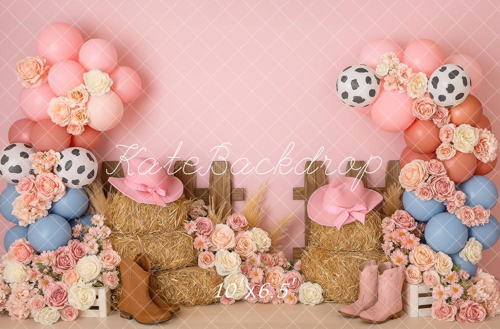 Kate Pink Cowgirl Flowers Backdrop Designed by Patty Roberts - Kate Backdrop AU