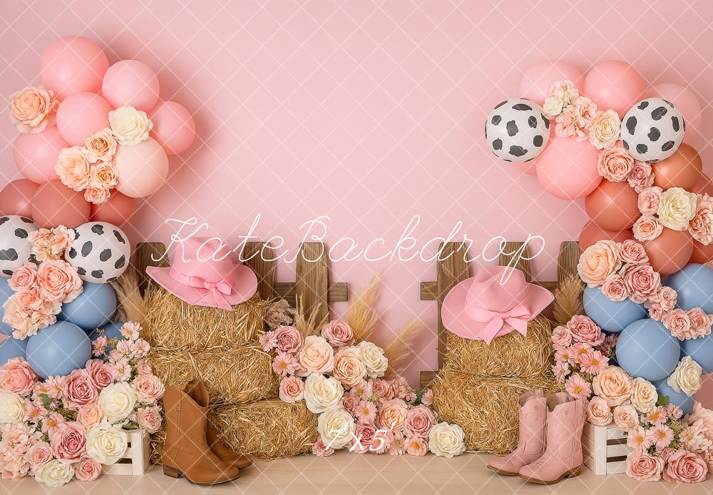 Kate Pink Cowgirl Flowers Backdrop Designed by Patty Roberts - Kate Backdrop AU