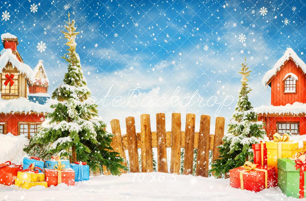 Kate Christmas Snow Gifts Backdrop Designed by Chain Photography