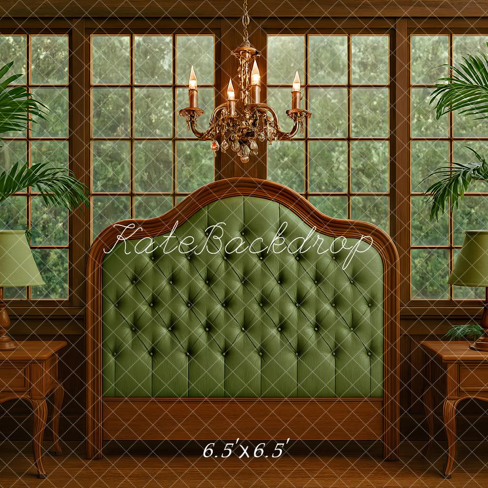Kate Bedroom Green Headboard Backdrop Designed by Ashley Paul
