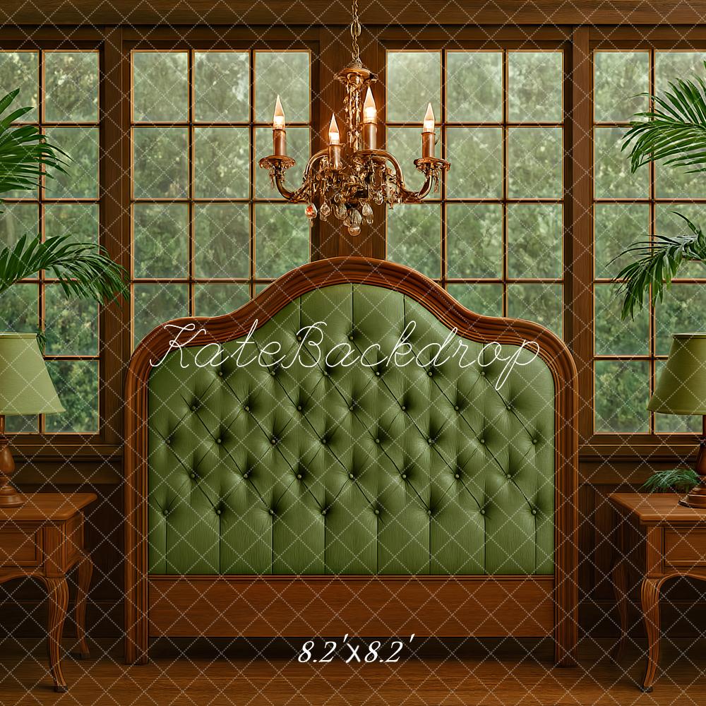 Kate Bedroom Green Headboard Backdrop Designed by Ashley Paul