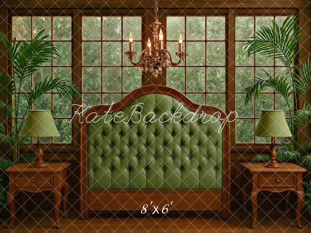 Kate Bedroom Green Headboard Backdrop Designed by Ashley Paul