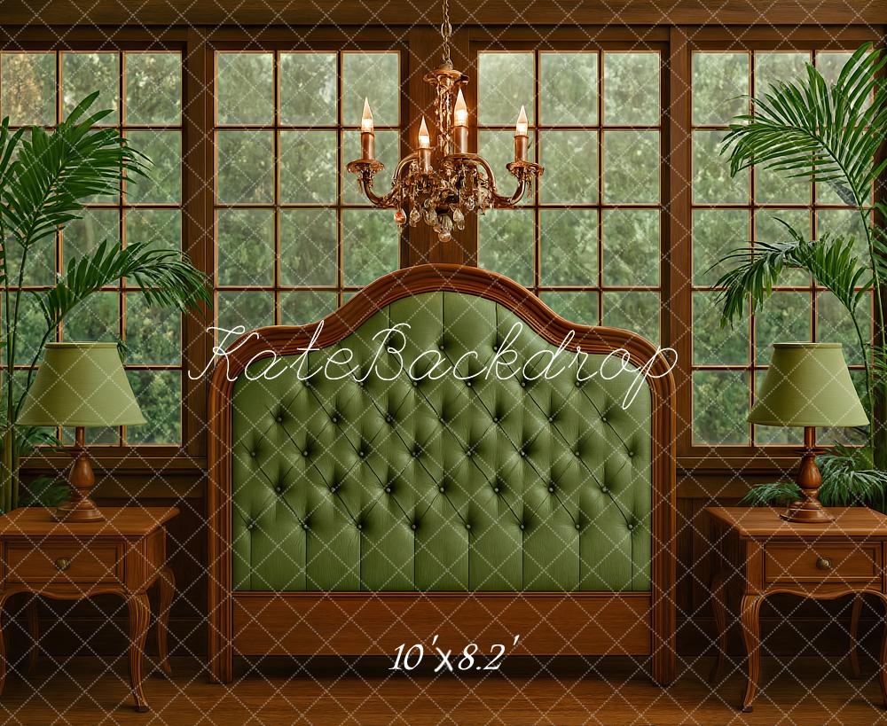Kate Bedroom Green Headboard Backdrop Designed by Ashley Paul
