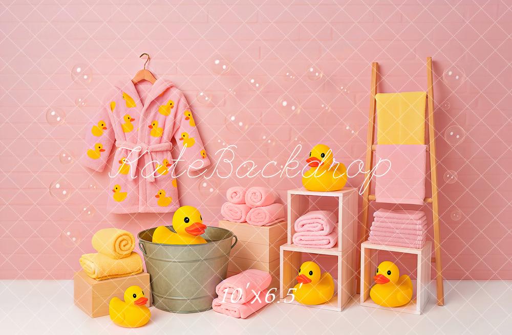 Kate Pink Duckies Bath Backdrop Designed by Ashley Paul