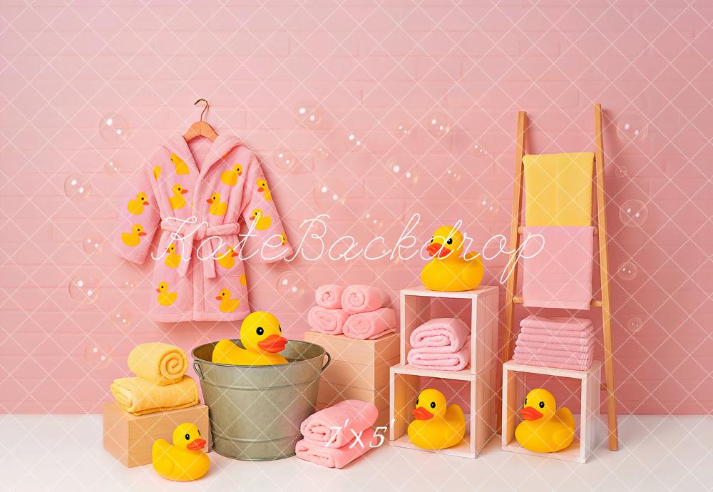 Kate Pink Duckies Bath Backdrop Designed by Ashley Paul