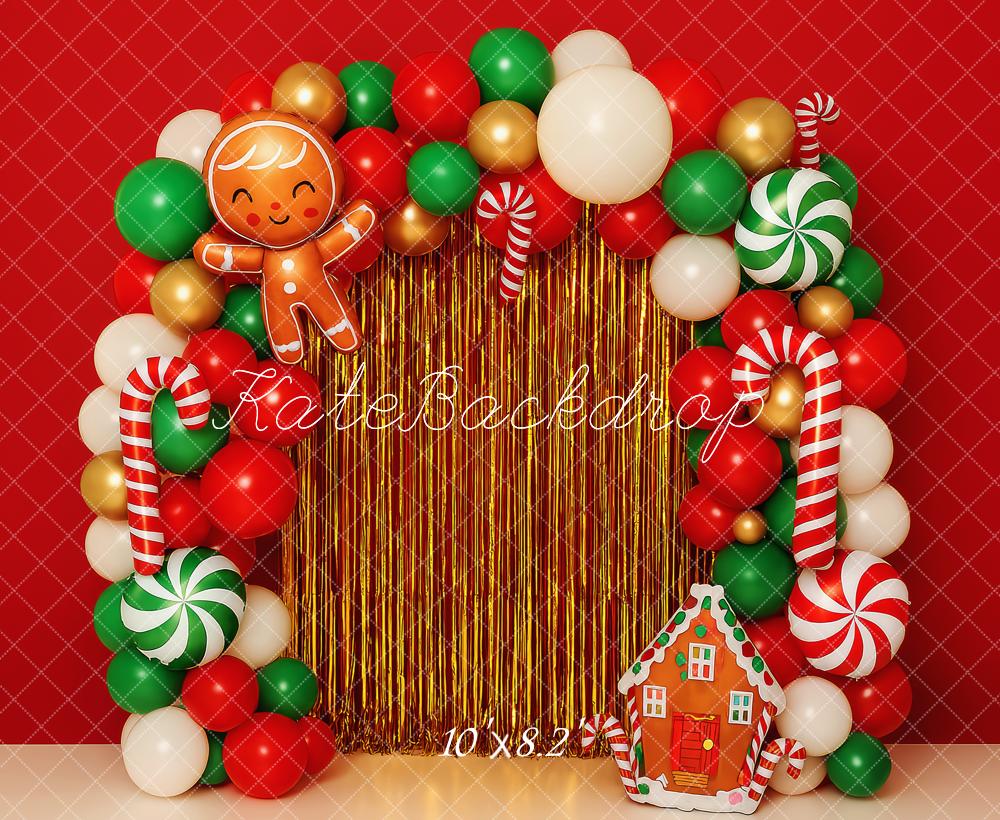 Kate Christmas Balloons Red Arch Backdrop Designed by Patty Roberts