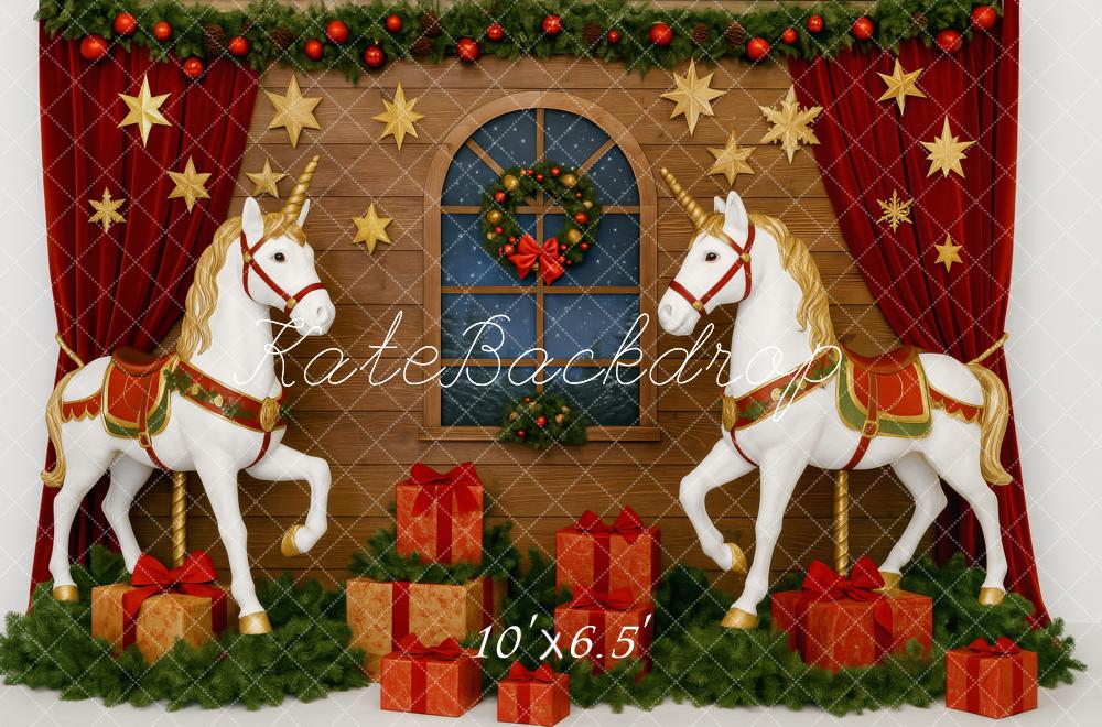 Kate Classic Christmas Unicorns Backdrop Designed by Patty Roberts - Kate Backdrop AU