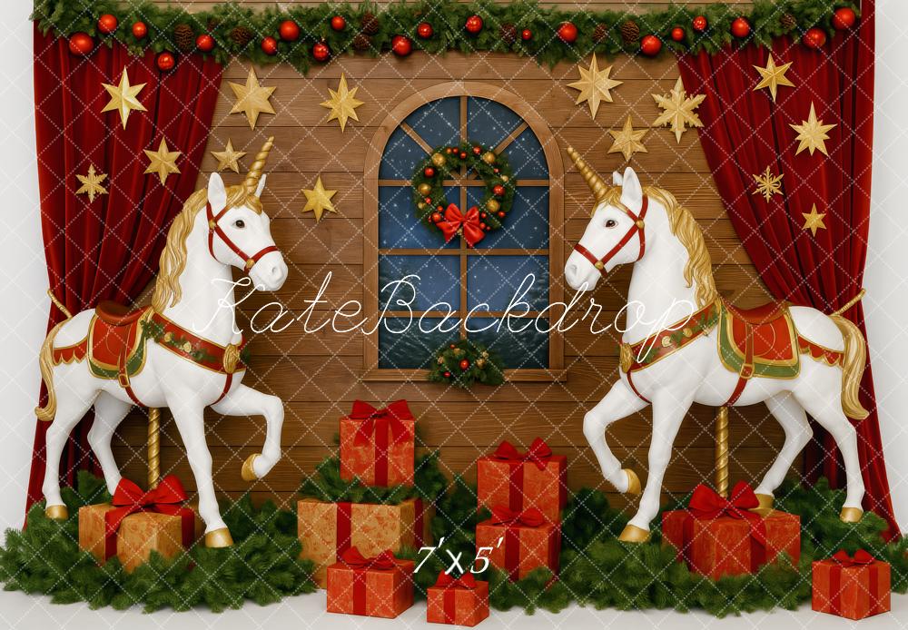 Kate Classic Christmas Unicorns Backdrop Designed by Patty Roberts - Kate Backdrop AU