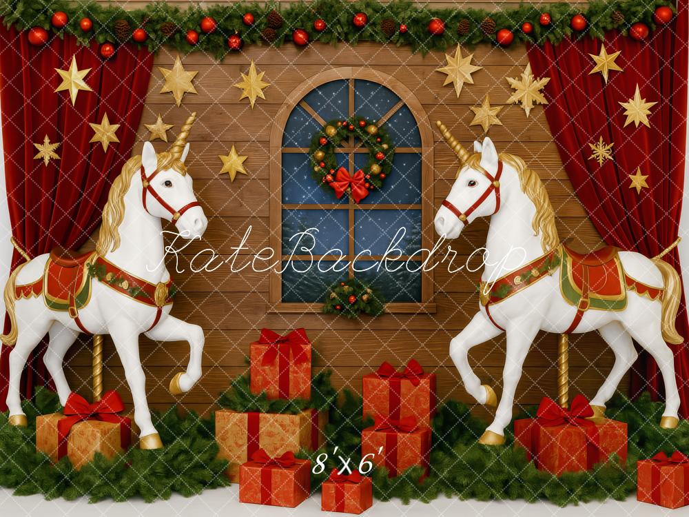 Kate Classic Christmas Unicorns Backdrop Designed by Patty Roberts - Kate Backdrop AU