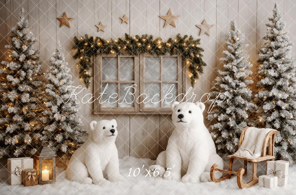 Kate Elegant White Christmas Bears Backdrop Designed by Patty Roberts