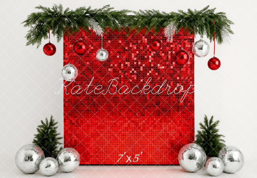 Kate Minimal Red Christmas Wall Baubles Backdrop Designed by Patty Roberts