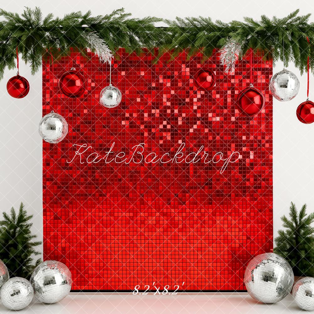 Kate Minimal Red Christmas Wall Baubles Backdrop Designed by Patty Roberts
