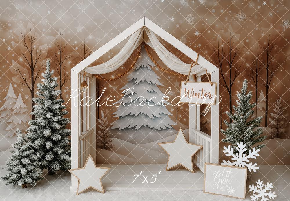 Kate Minimal Rustic Christmas House Backdrop Designed by Patty Roberts