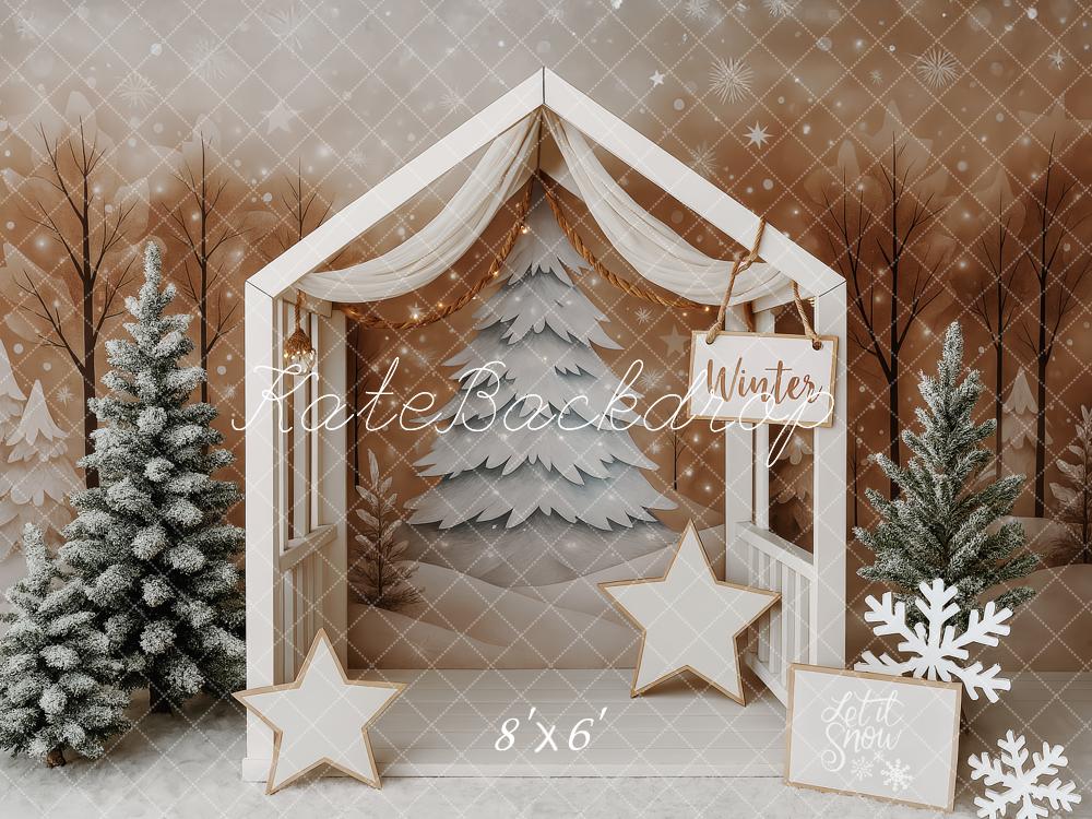 Kate Minimal Rustic Christmas House Backdrop Designed by Patty Roberts - Kate Backdrop AU