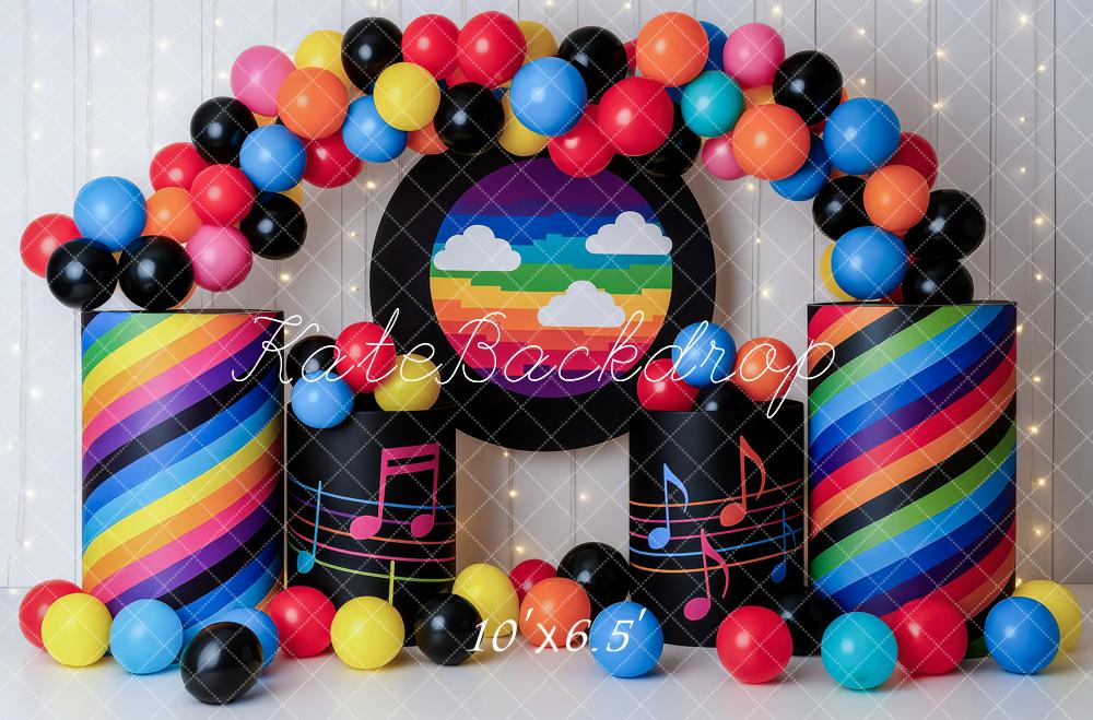 Kate Rainbow Music Party Backdrop Designed by Patty Roberts - Kate Backdrop AU