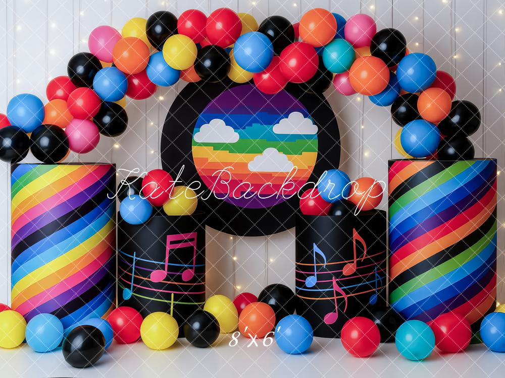Kate Rainbow Music Party Backdrop Designed by Patty Roberts - Kate Backdrop AU