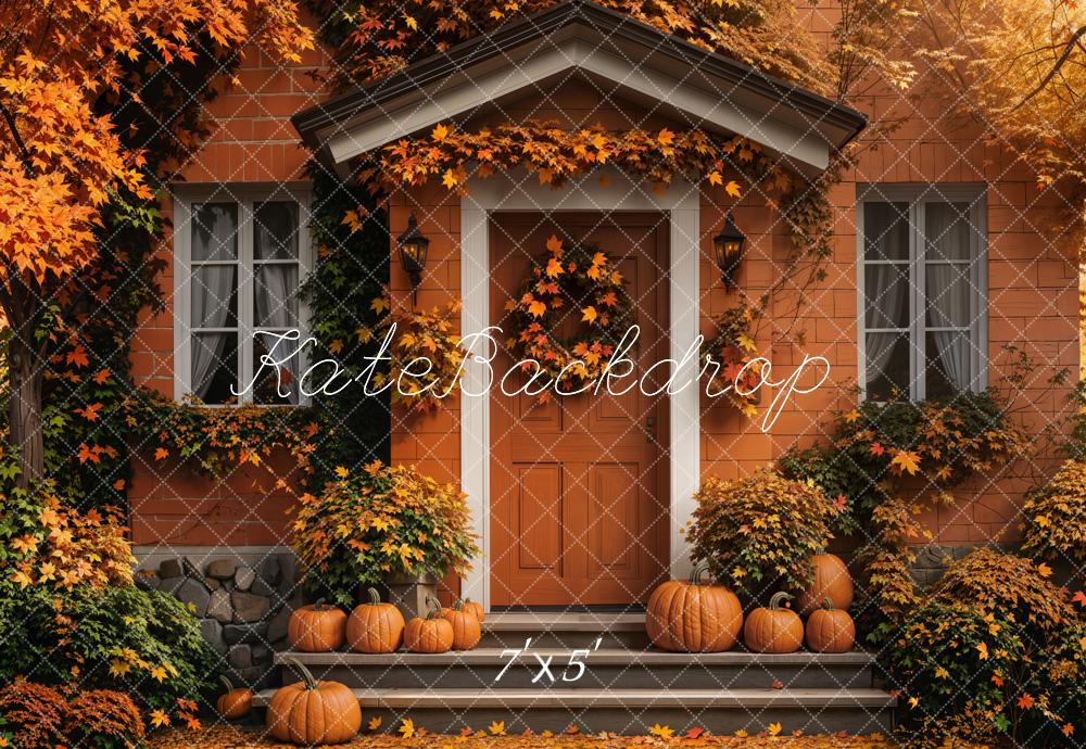 NEW Kate Orange Autumn Maple Pumpkin Backdrop Designed by Emetselch