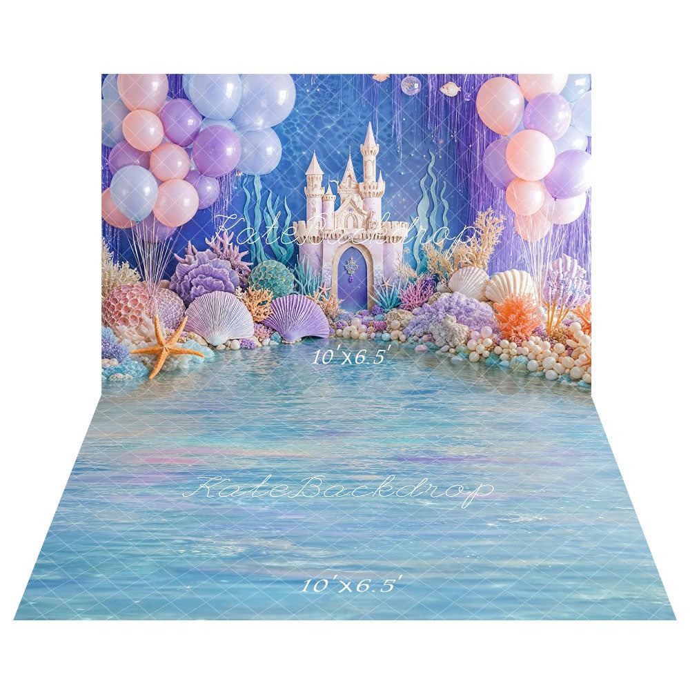 Kate Purple Underwater World Backdrop+Sparkling Water Floor Backdrop - Kate Backdrop AU