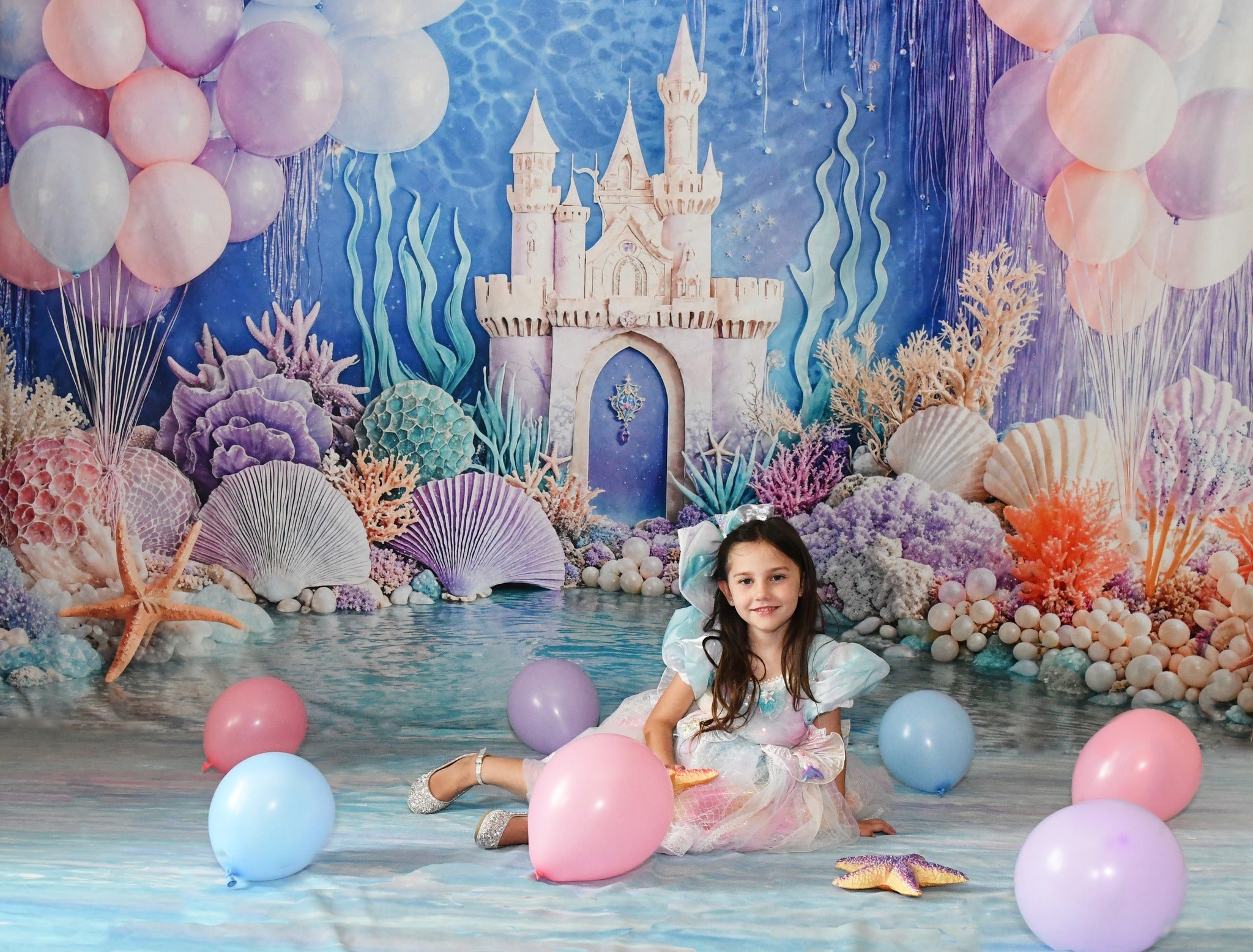 Kate Purple Underwater World Backdrop+Sparkling Water Floor Backdrop