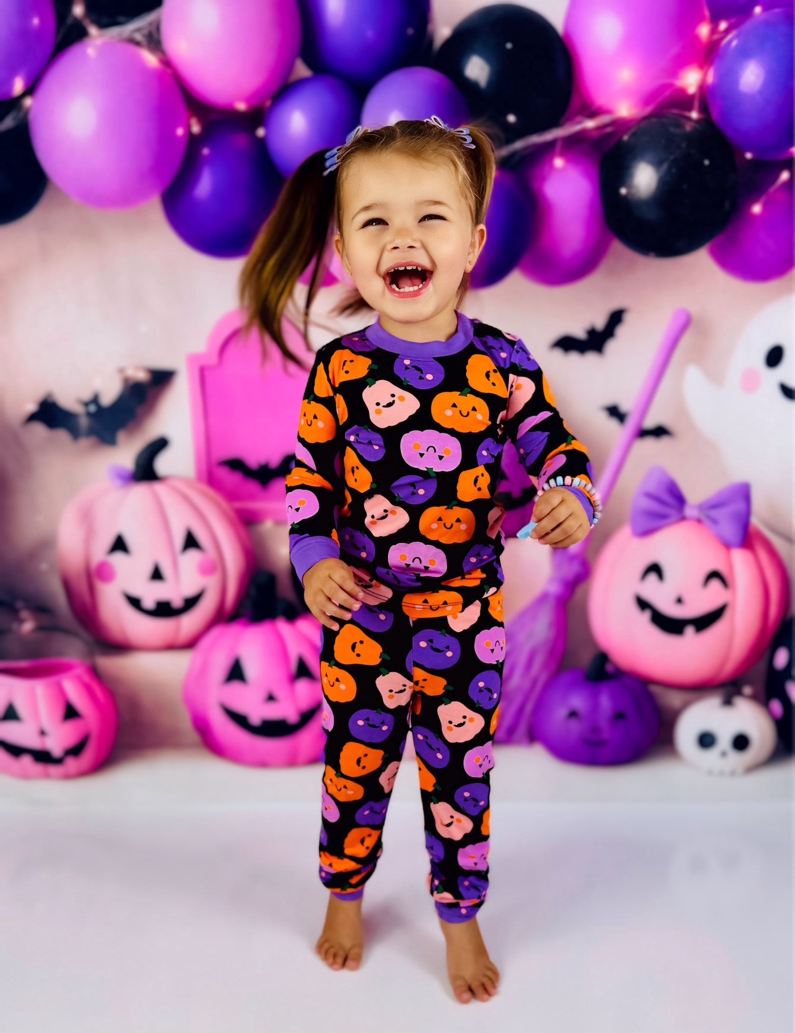 Kate Halloween Pumpkins Balloons Backdrop Designed by Ashley Paul - Kate Backdrop AU