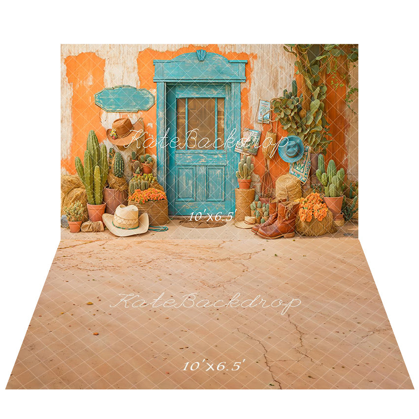 Kate Vintage Cowboy Cactus Backdrop+Mud Floor Backdrop - Kate Backdrop AU