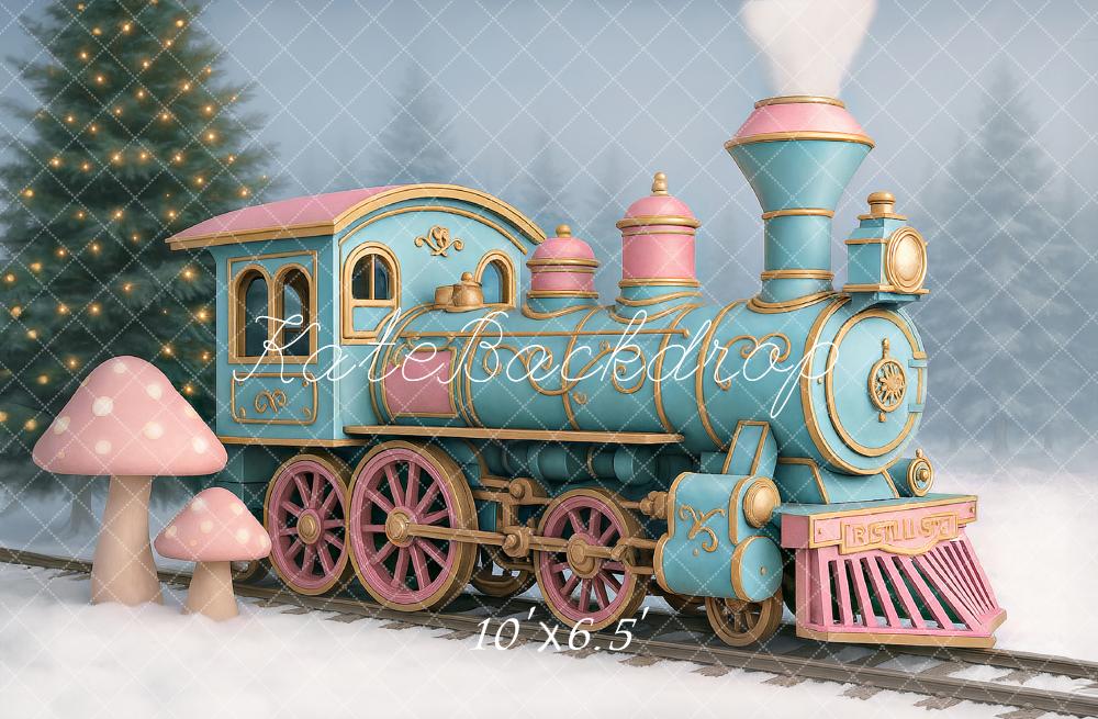 Kate Sugarplum Train Christmas Backdrop Designed by Ashley Paul - Kate Backdrop AU