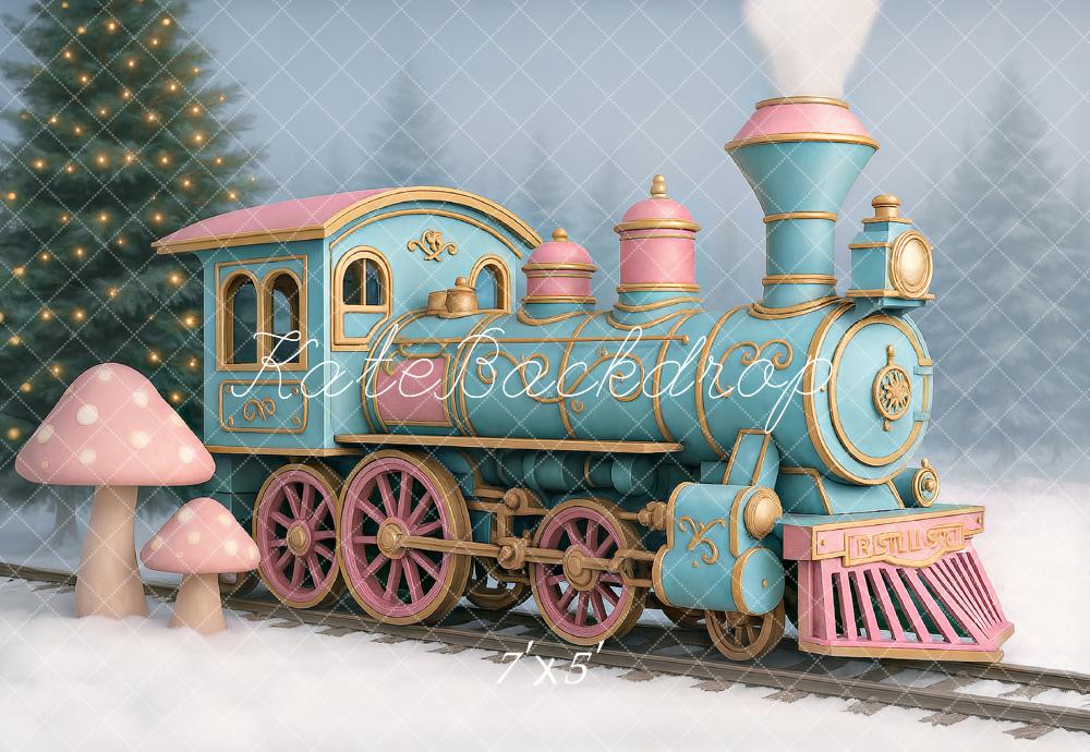 Kate Sugarplum Train Christmas Backdrop Designed by Ashley Paul - Kate Backdrop AU