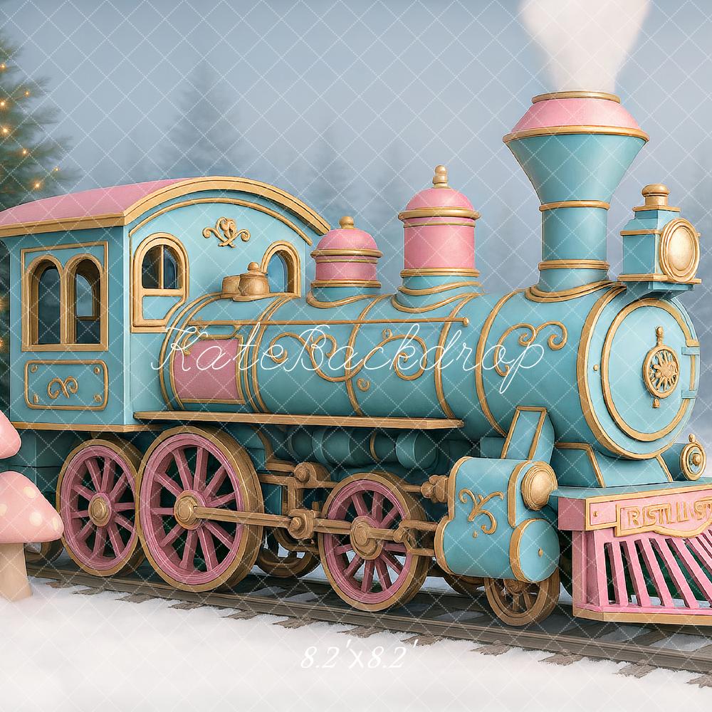 Kate Sugarplum Train Christmas Backdrop Designed by Ashley Paul - Kate Backdrop AU