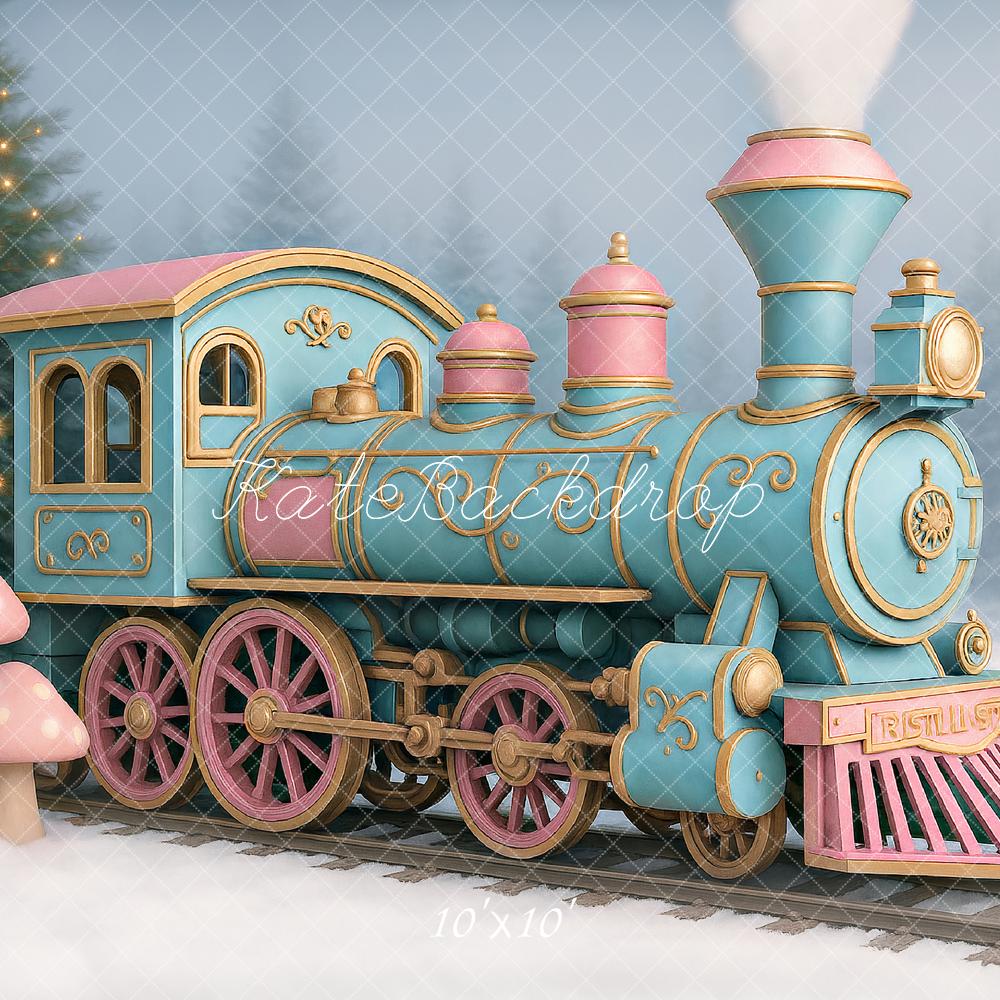 Kate Sugarplum Train Christmas Backdrop Designed by Ashley Paul - Kate Backdrop AU