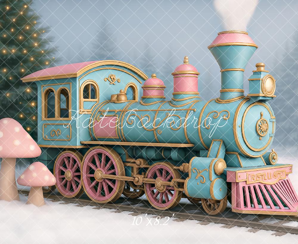 Kate Sugarplum Train Christmas Backdrop Designed by Ashley Paul - Kate Backdrop AU