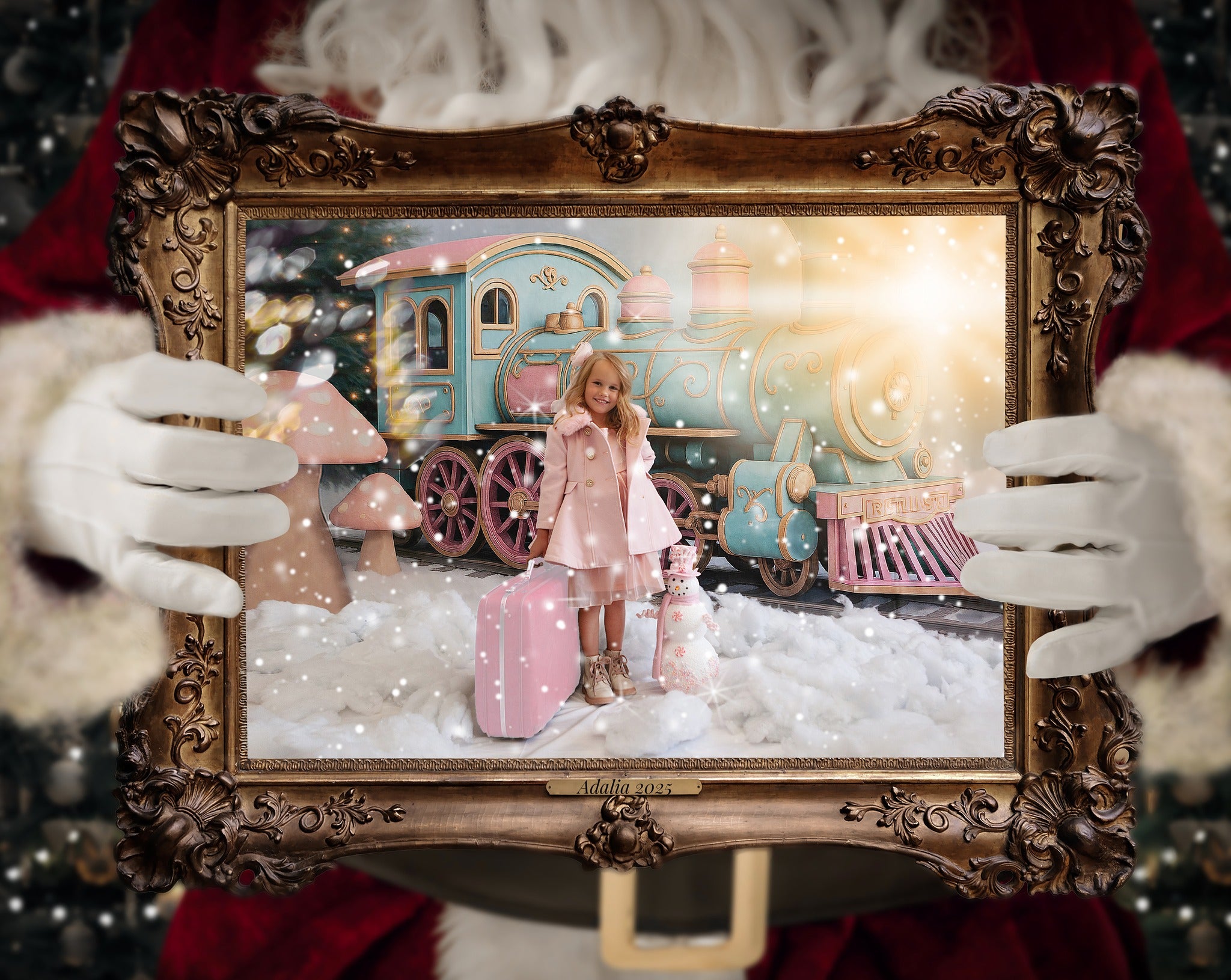 Kate Sugarplum Train Christmas Backdrop Designed by Ashley Paul - Kate Backdrop AU