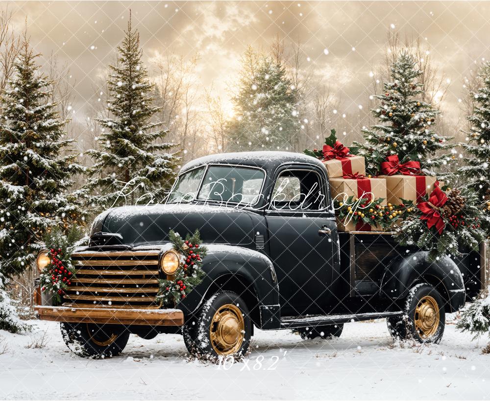 Kate Christmas Black Gift Car Backdrop Designed by Emetselch - Kate Backdrop AU