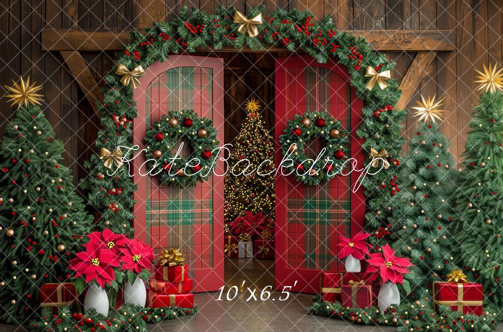 Kate Christmas Plaid Door Backdrop Designed by Mini MakeBelieve - Kate Backdrop AU