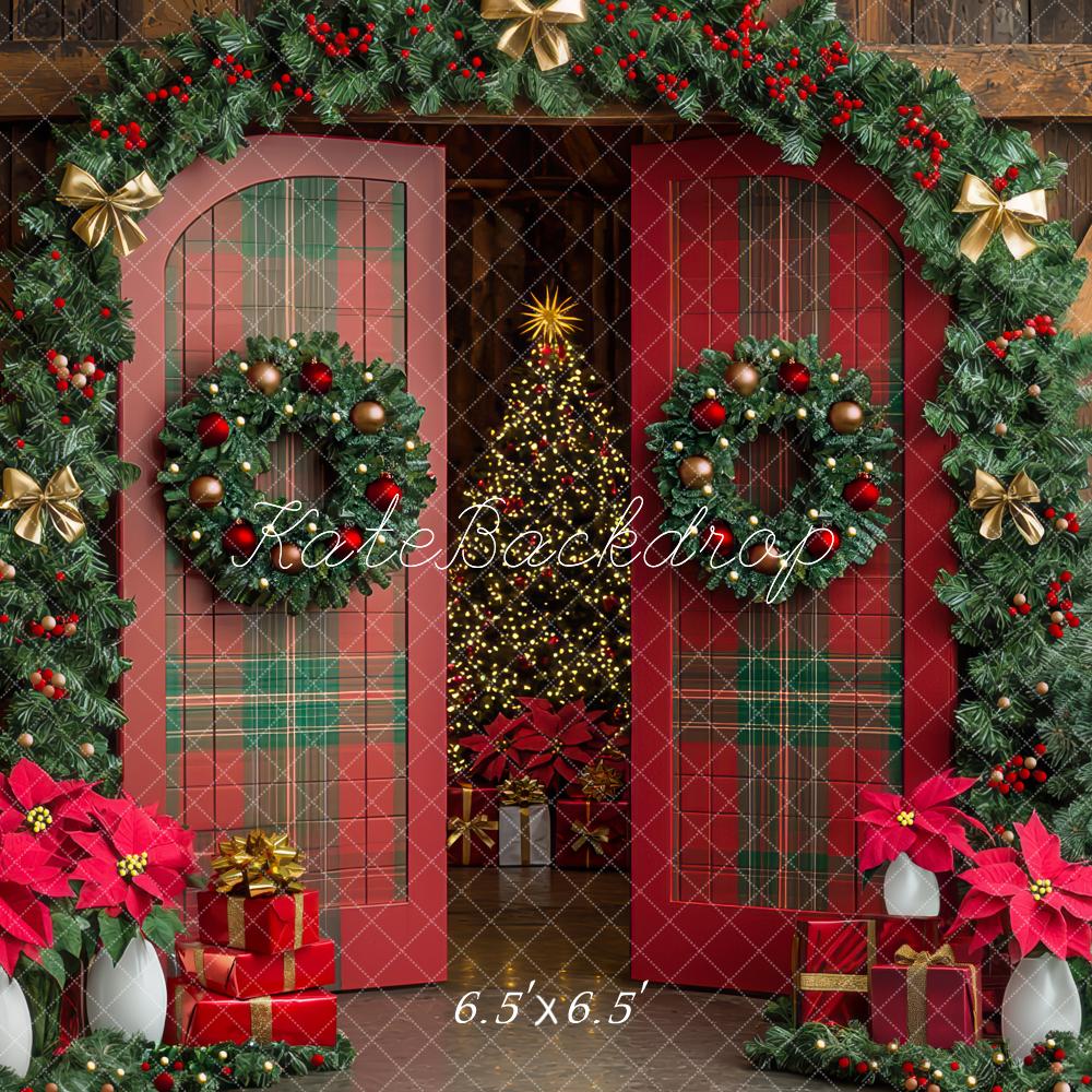 Kate Christmas Plaid Door Backdrop Designed by Mini MakeBelieve - Kate Backdrop AU